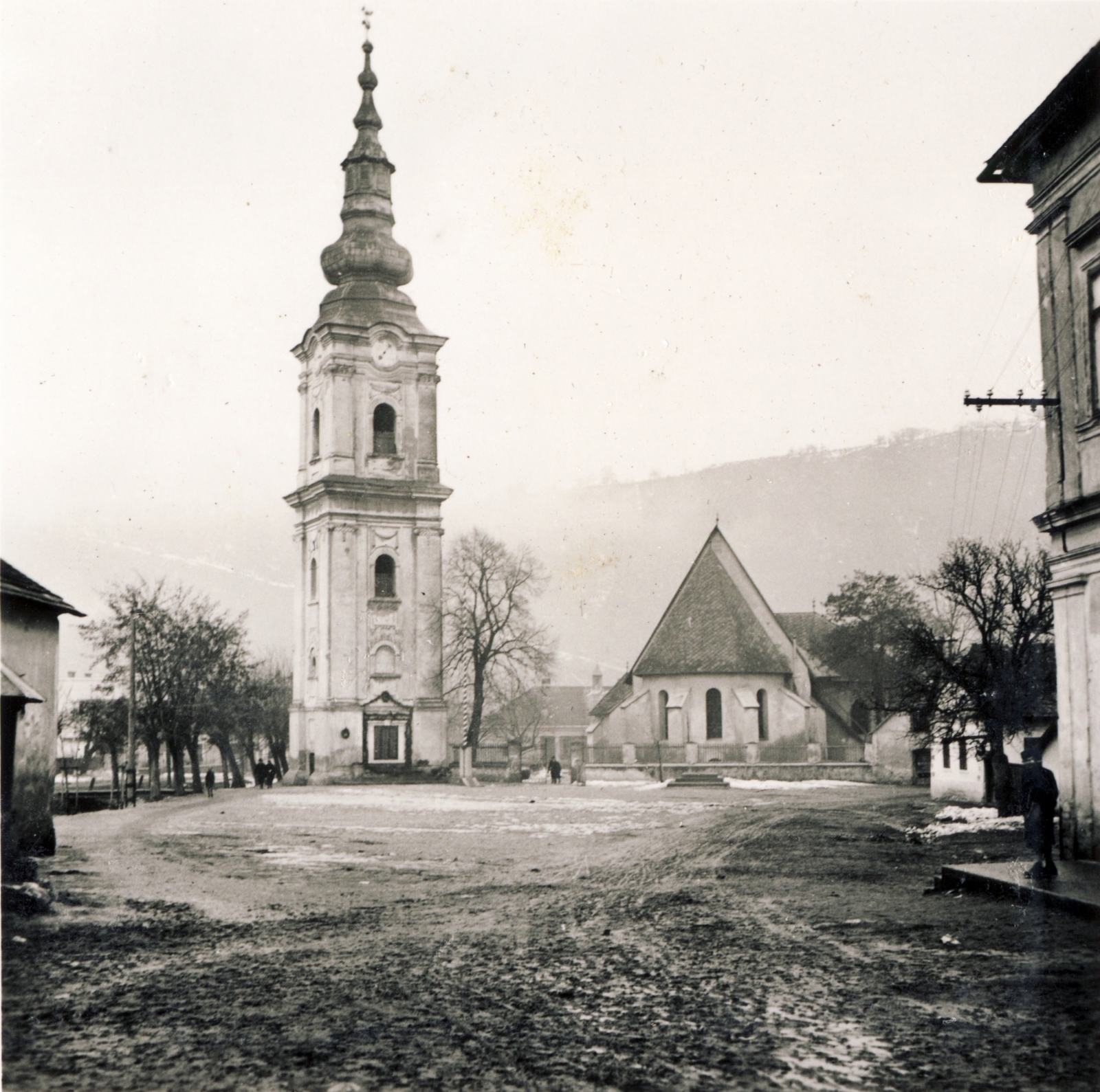 Szlovákia, Pelsőc, a református templom és mellette a harangtorony., 1940, Buzinkay Géza, templom, harangtorony, Fortepan #114669