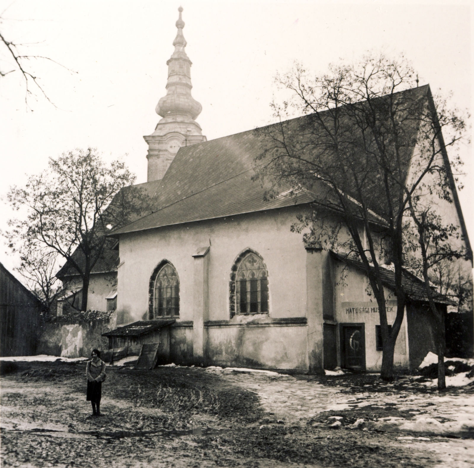 Szlovákia, Pelsőc, a református templom és mellette a harangtorony., 1940, Buzinkay Géza, templom, gótika, csúcsív, Fortepan #114670