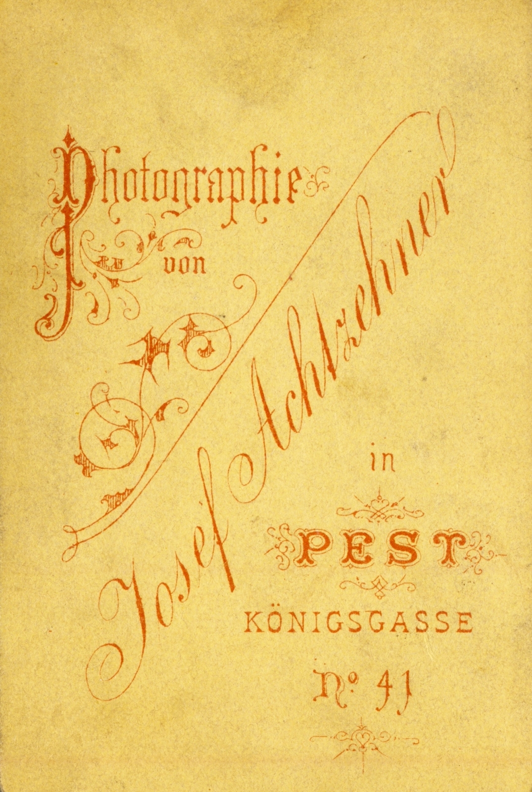 Magyarország, Budapest VII., Király utca (Königsgasse) 41., Josef Achtzehner fényképész., 1900, Fortepan, műterem, fényképész, hátlap, Budapest, Fortepan #114755