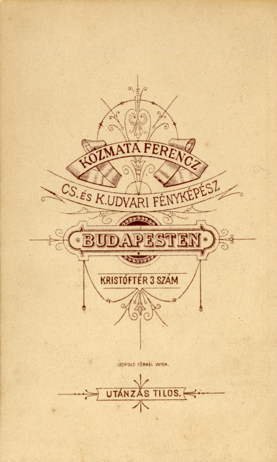 Magyarország, Budapest V., Kristóf tér 3., Kozmata Ferenc fényképész., 1900, Fortepan, műterem, fényképész, hátlap, Budapest, Fortepan #114769