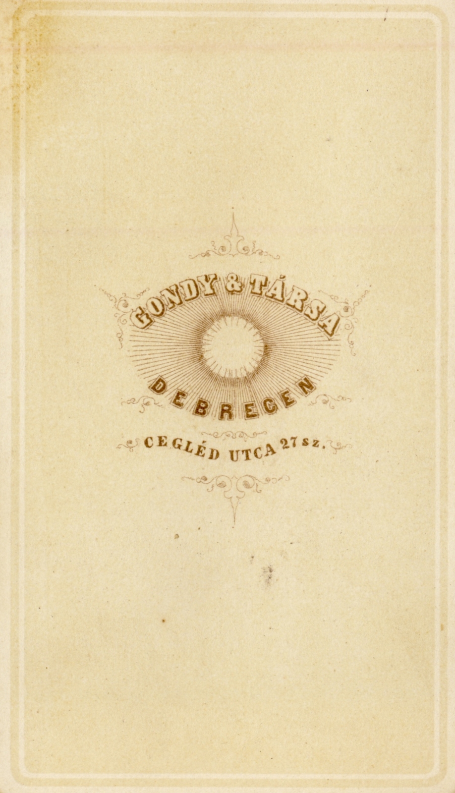 Magyarország, Debrecen, Cegléd utca 27., Gondy és Társa fényképészek., 1909, Fortepan, műterem, fényképész, hátlap, Fortepan #114775
