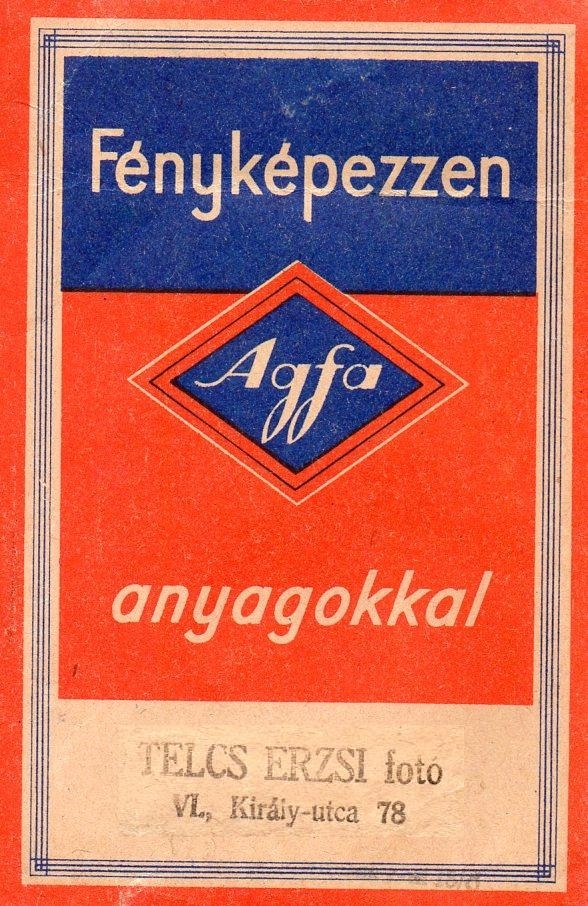 Hungary, Budapest VI., Király utca 78., Telcs Erzsi fényképész., 1940, Fortepan/Album008, studio, photographer, Agfa-brand, Print Envelope, Budapest, Fortepan #114848