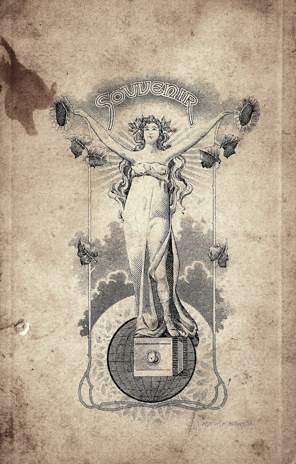 Ismeretlen fényképész verzója (Pejtsik Károly fotókereskedő, Budapest)., 1913, Gabányi Erika, studio, photographer, verso, Fortepan #114853