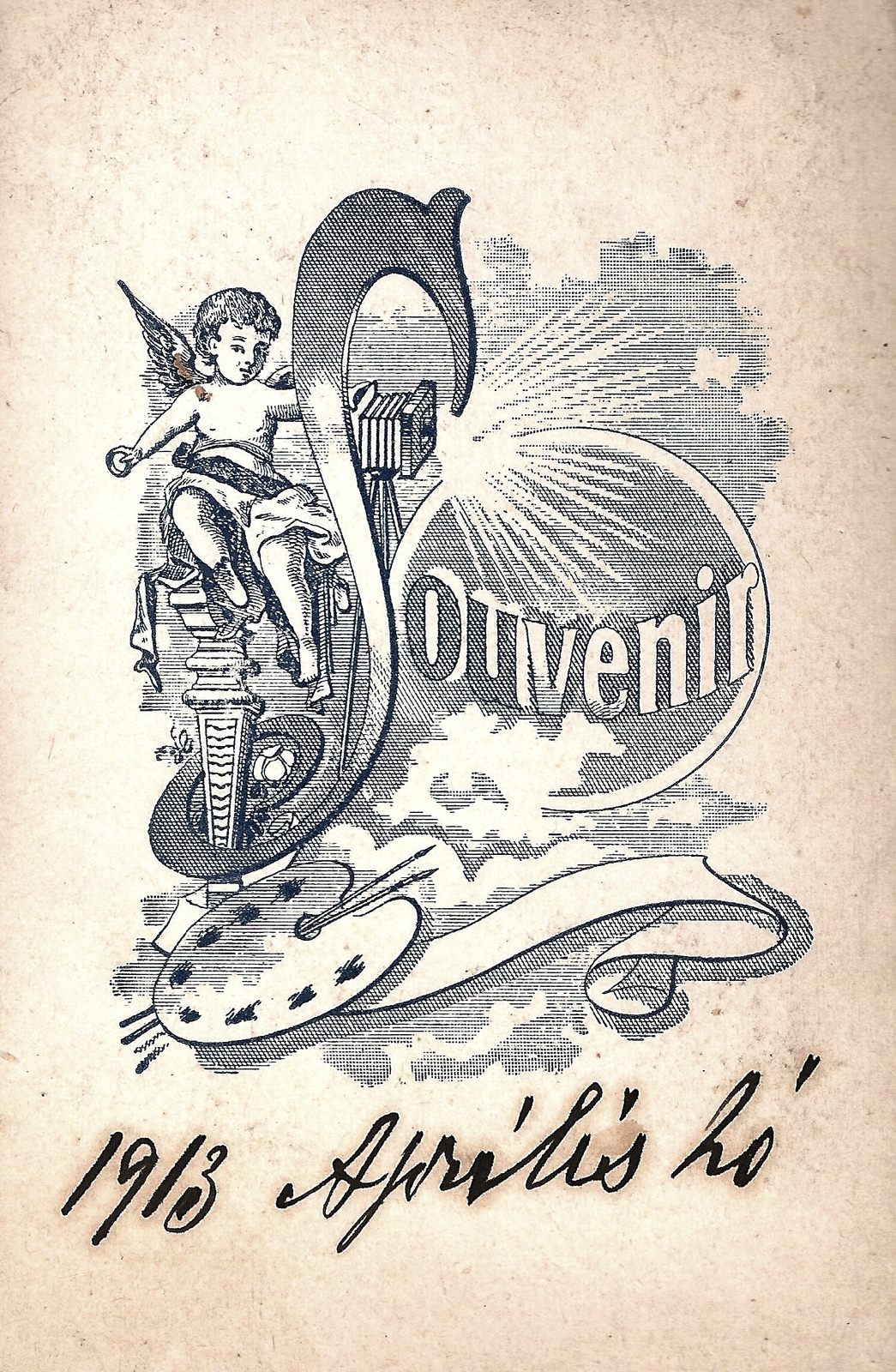1913, Gabányi Erika, studio, photographer, verso, Fortepan #114854