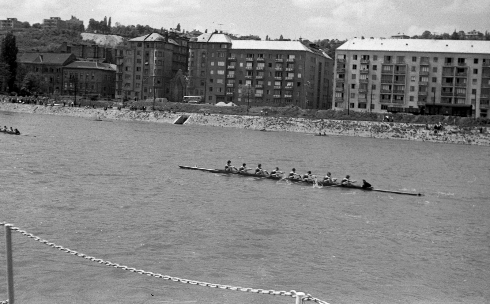 Hungary, Budapest II., Árpád fejedelem útja a Dunáról nézve, balra a Kavics utca, jobbra a Harcsa utca torkolata., 1959, Móra András, Budapest, Fortepan #114900