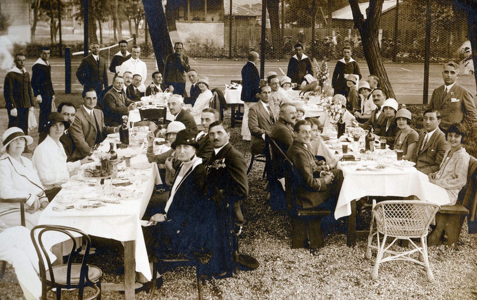 1928, Móra András, asztaltársaság, italozás, sütemény, kitüntetés, Fortepan #114922