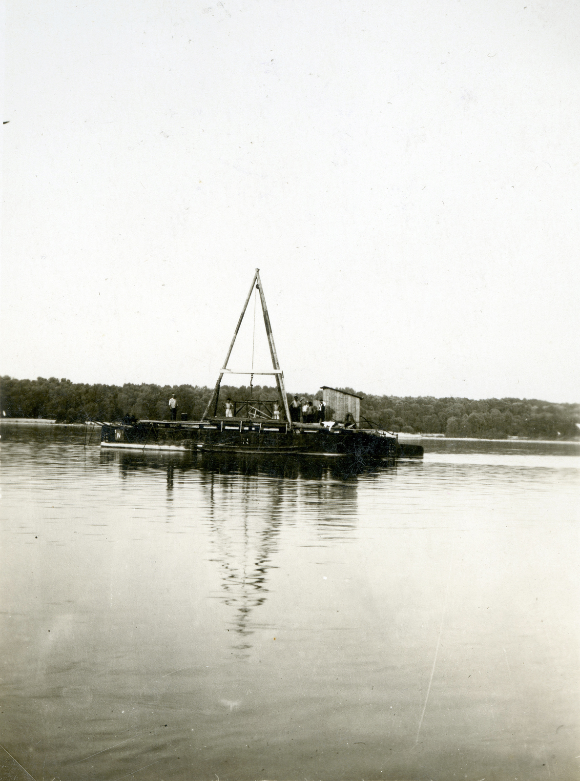 Hungary, Dunaföldvár, a Beszédes József híd építése., 1928, Móra András, bridge building, Danube, Fortepan #114931