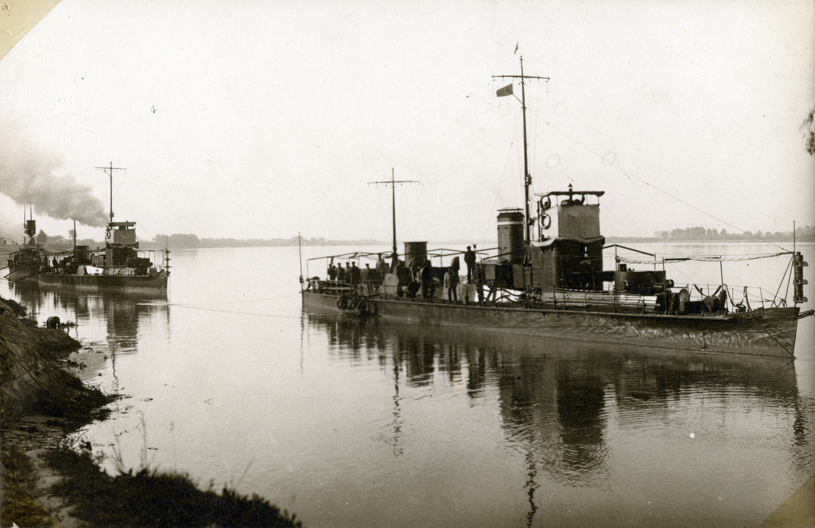 Hungary, a Magyar Királyi Folyamőrség őrnaszádjai a Dunán., 1929, Móra András, ship, warship, Fortepan #114940