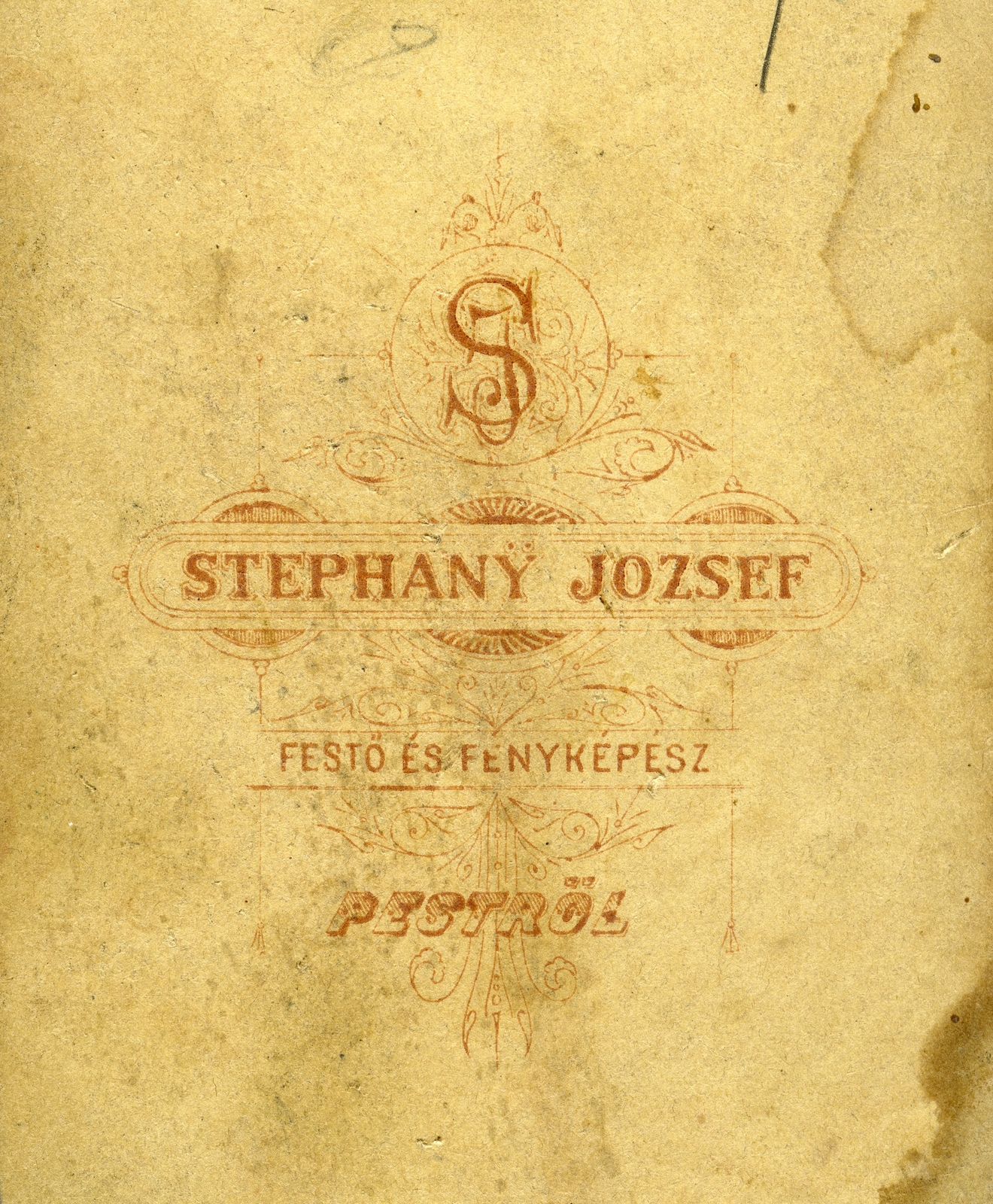 Hungary, Budapest, Stephany József festő és fényképész., 1900, Móra András, studio, photographer, verso, Fortepan #114955