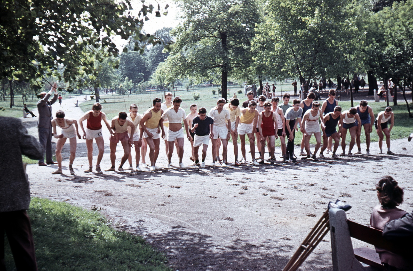 1960, Móra András, colorful, crutch, competitive running, Fortepan #115001