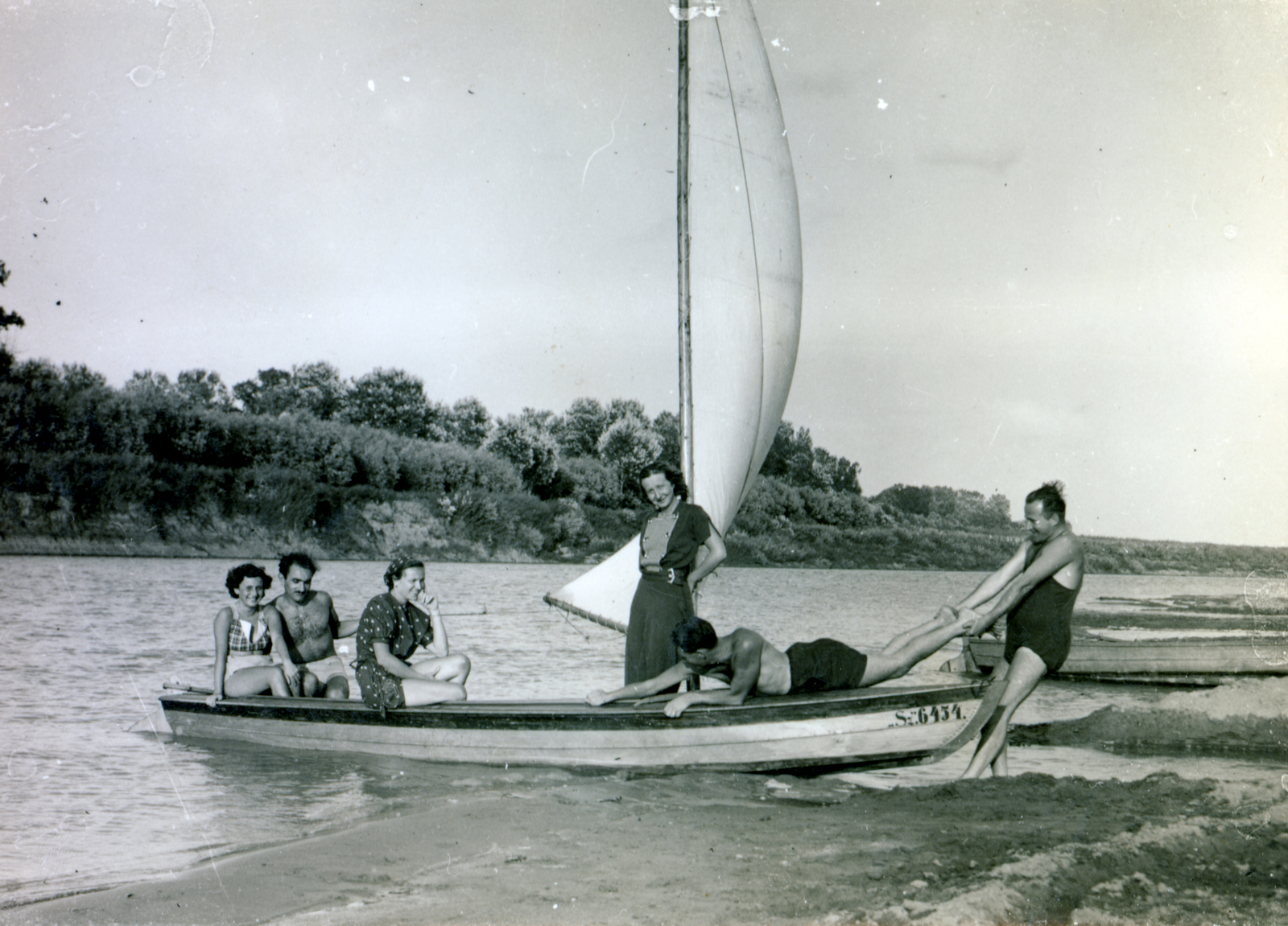 1938, Kelemen Zsuzsa, sailboat, shore, Fortepan #115104