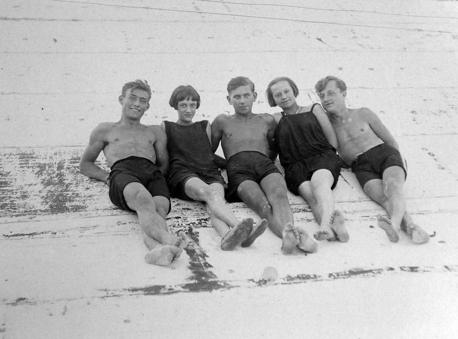 1928, Gádoros Lajos, bathing suit, tableau, summer, boys, girl, Fortepan #11544