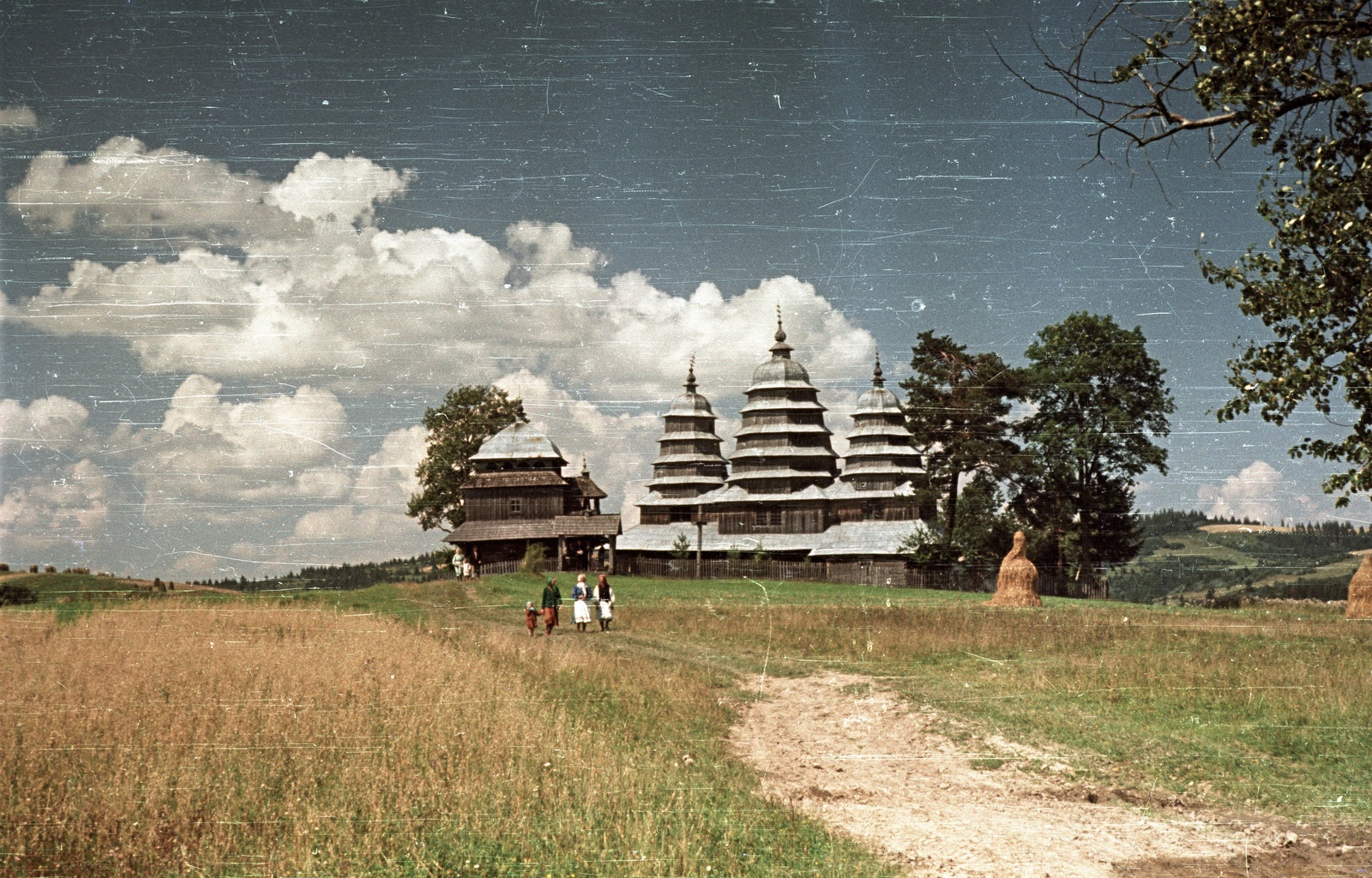 Ukrajna, Matkiv, Szűz Mária-templom., 1958, Répay András, Szovjetunió, templom, színes, fatemplom, Fortepan #115533