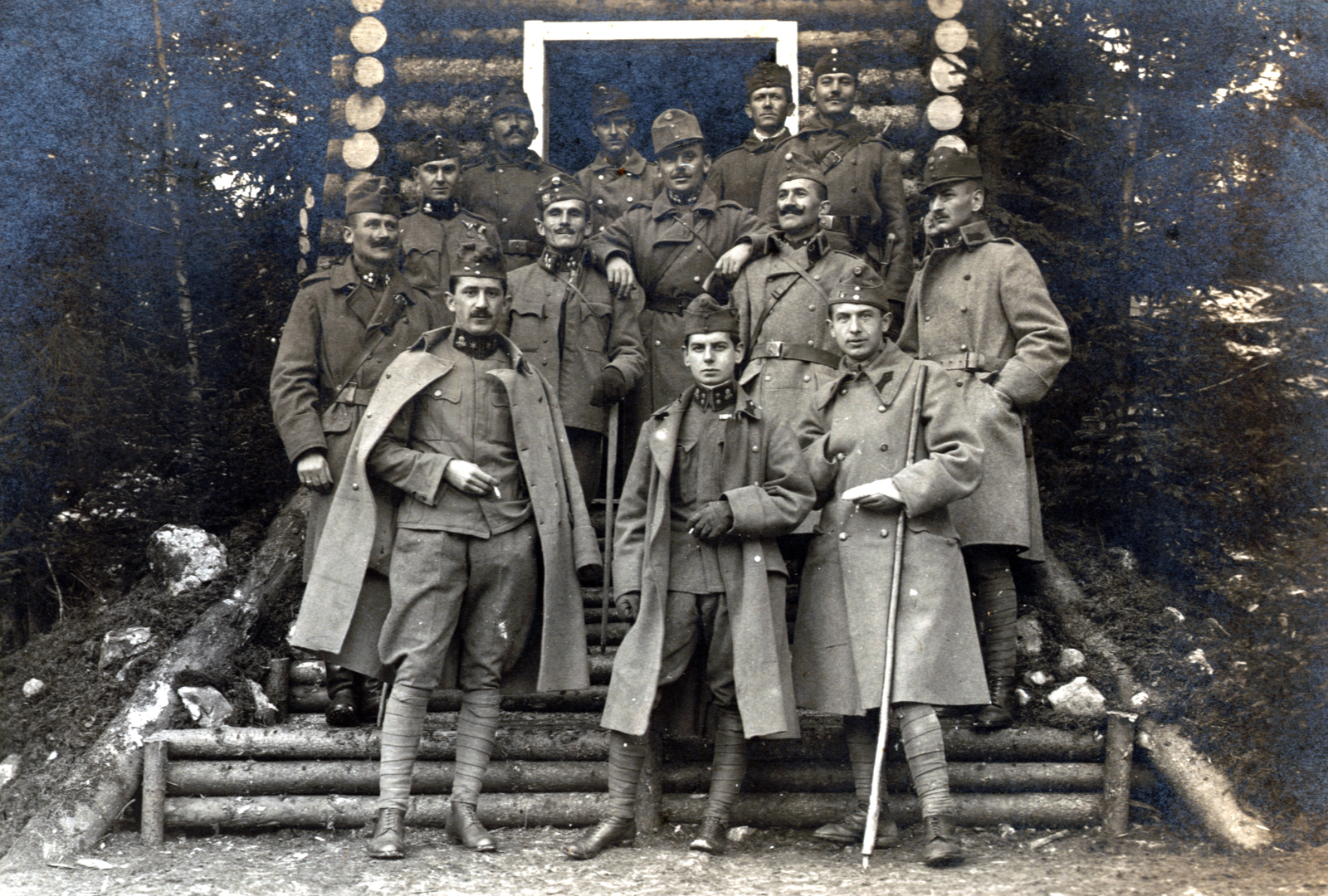 1915, Schmal Alexandra, First World War, tableau, stock, puttee, wooden cottage, officer, Fortepan #115618