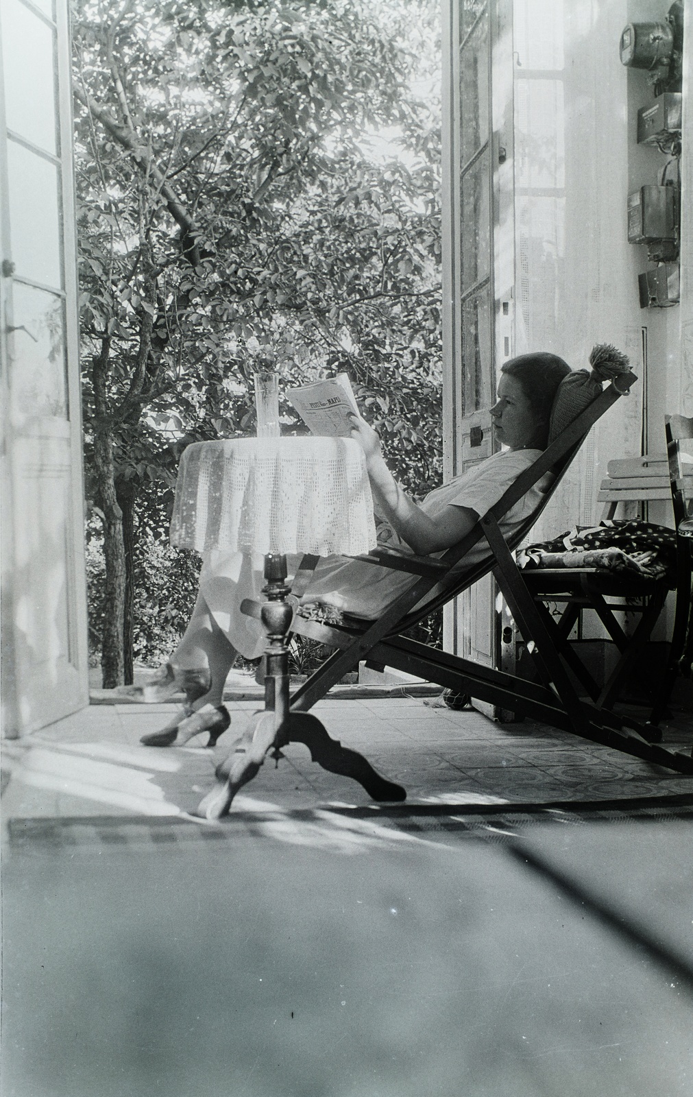 1935, Széman György, reading, deck chair, Fortepan #115753