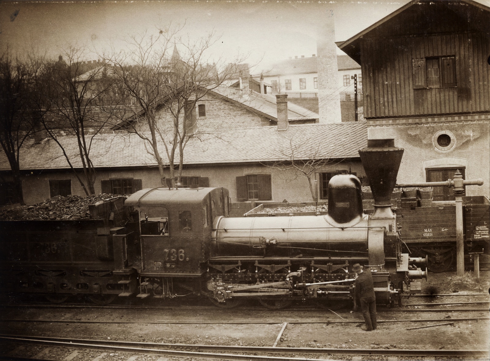 Magyarország, Budapest I., Déli pályaudvar., 1905, Széman György, gőzmozdony, vasút, vízdaru, Budapest, Fortepan #115832