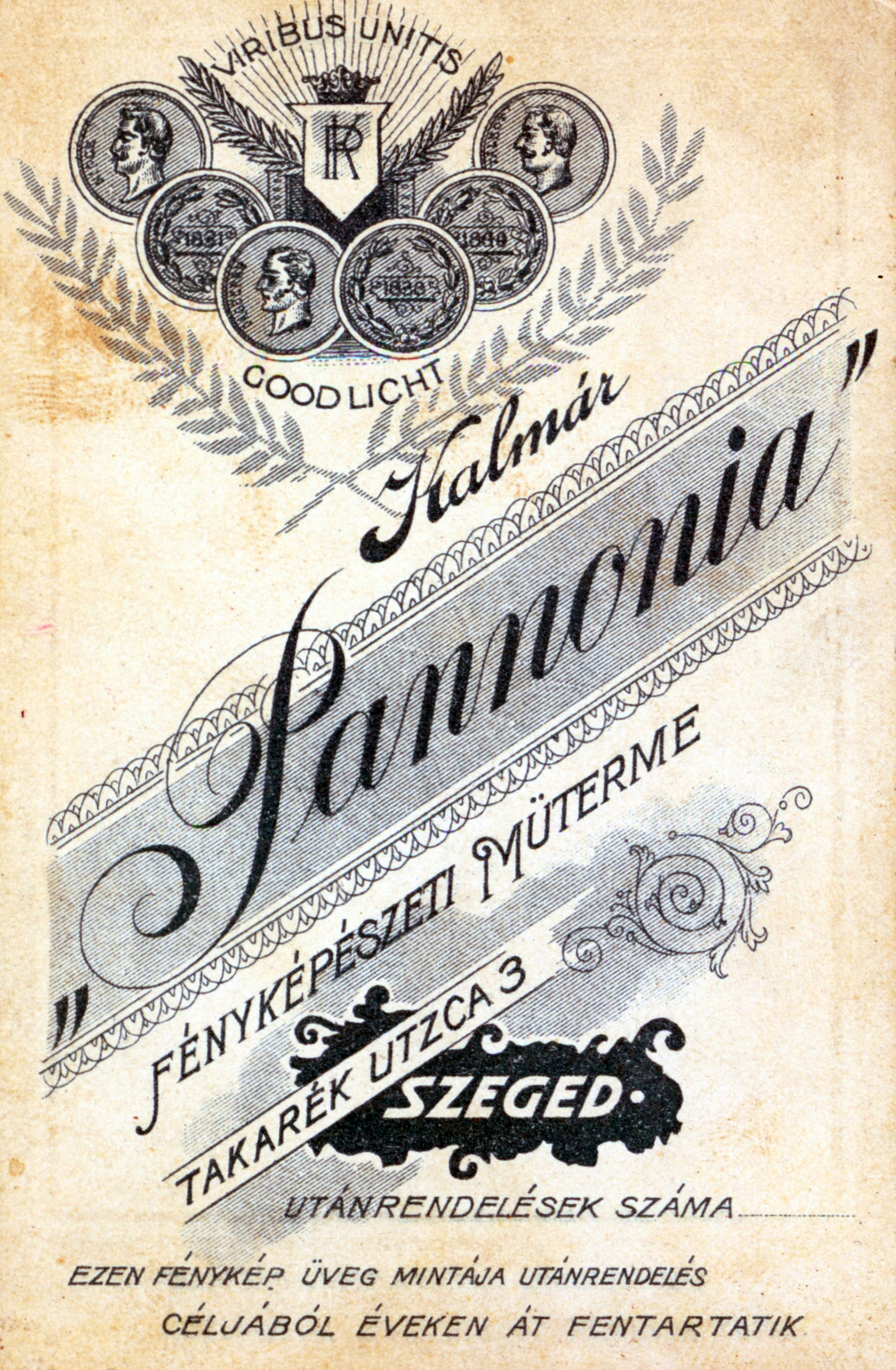 Hungary, Szeged, Takarék utca 3., Pannonia / Kalmár fényképészeti műterme., 1920, Holló Krisztina, verso, photographer, studio, Fortepan #116003