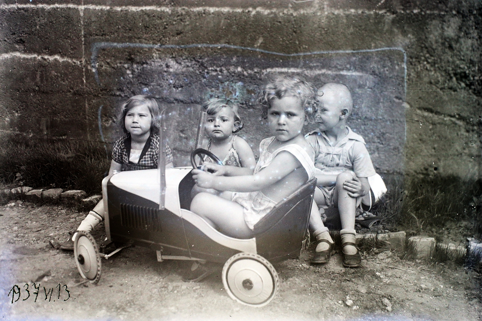 1937, Koroknai-Tegez Ferenc, kids, model car, pedal car, Fortepan #116035