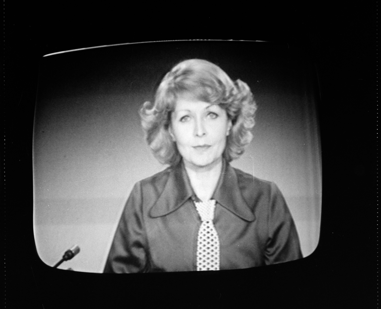 Hungary, Takács Marika tévébemondó., 1979, Krantz Károly, screen, television, announcer, Fortepan #116089