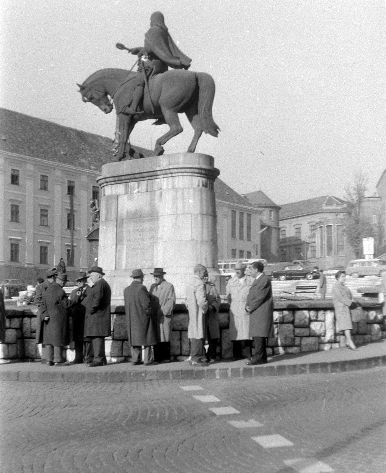 Hungary, Pécs, Széchenyi tér Hunyadi János lovasszobra., 1963, Fortepan, sculpture, horse sculpture, János Hunyadi-portrayal, Fortepan #11661