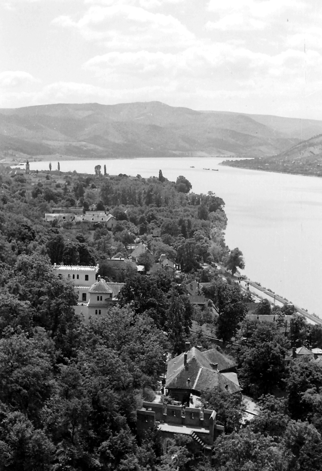Hungary,Danube Bend, Visegrád, kilátás az Alsóvár lakótornyából / a Salamon-toronyból., 1951, Jászai Sándor, bird's eye view, picture, Fortepan #116757
