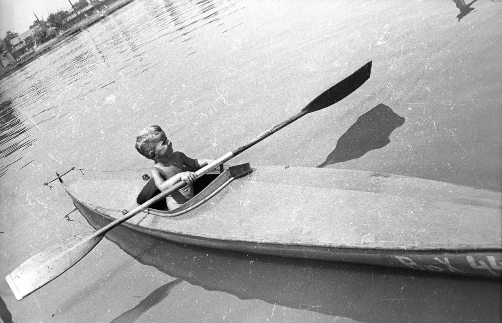 Magyarország, Budapest XI., Lágymányosi öböl., 1957, FSZEK Budapest Gyűjtemény / Sándor György, Sándor György, kajak, Budapest, Fortepan #117019