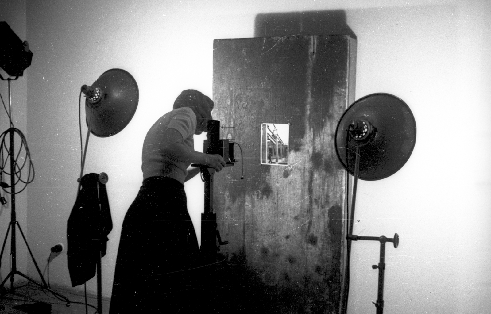 1954, Aradi Péter, Szenczi Mária, light, studio, camera, photographer, repro photography, Fortepan #117242