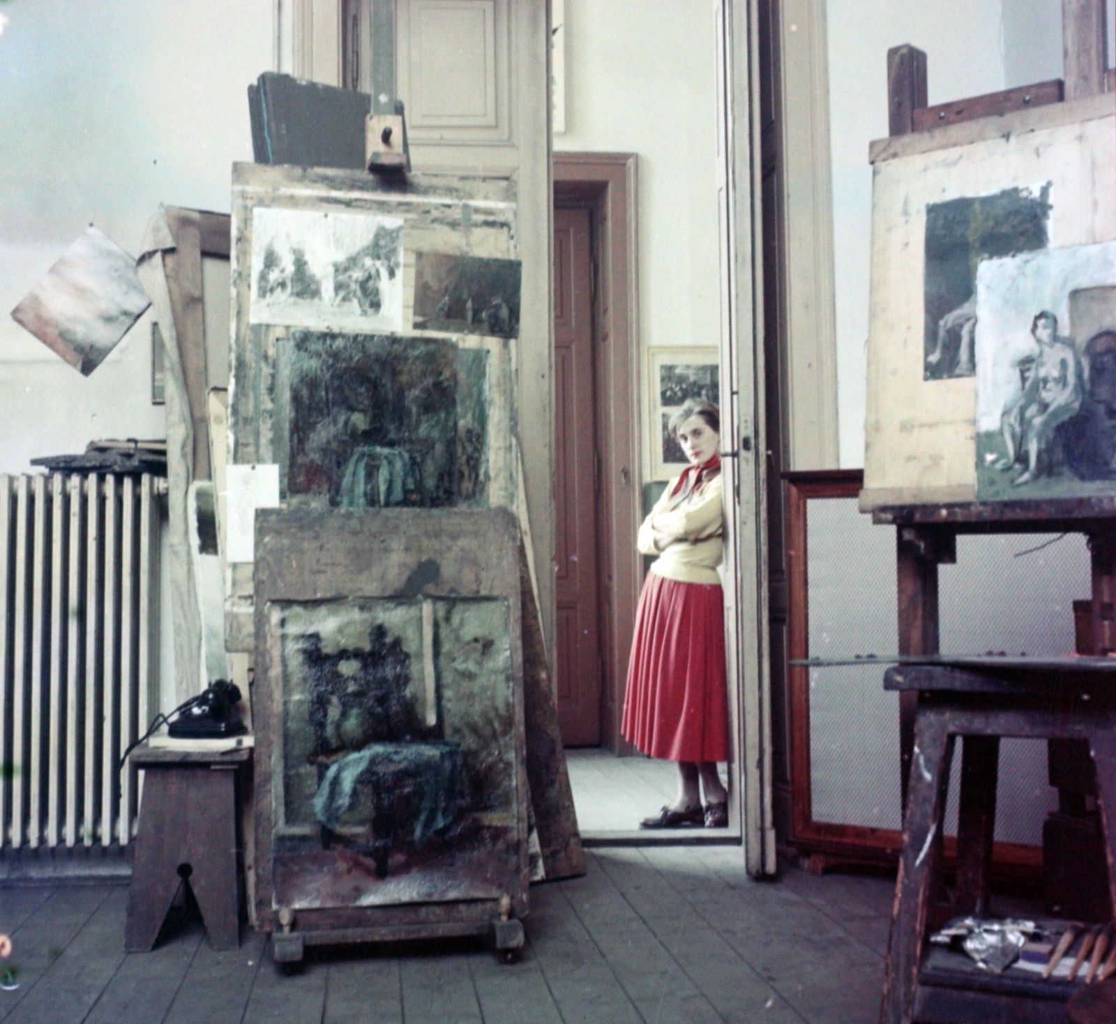 Magyarország, Túry Mária festőművész., 1956, Aradi Péter, Szenczi Mária, színes, festészet, festmény, Fortepan #117479