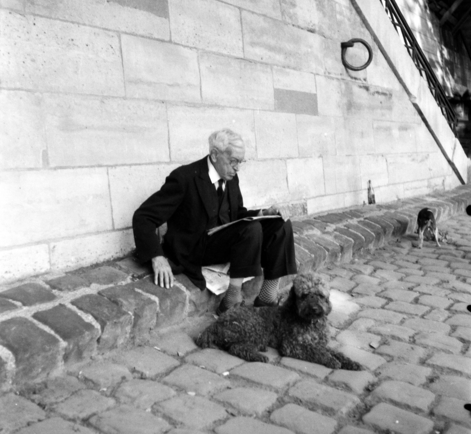 France, Paris, Szajna-part., 1959, Aradi Péter, Szenczi Mária, dog, Fortepan #117525