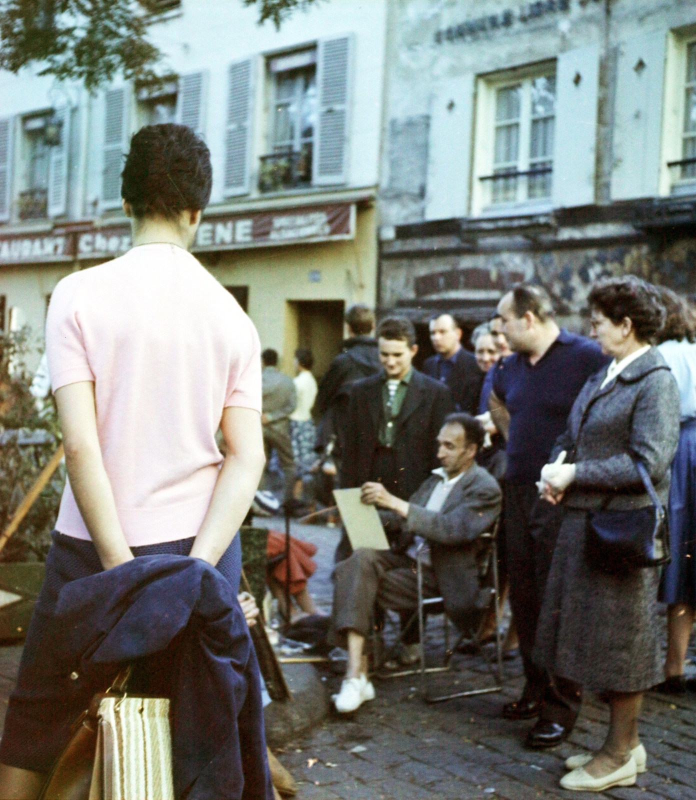 Franciaország, Párizs, Montmartre, Place du Tertre., 1959, Aradi Péter, Szenczi Mária, színes, Fortepan #117545