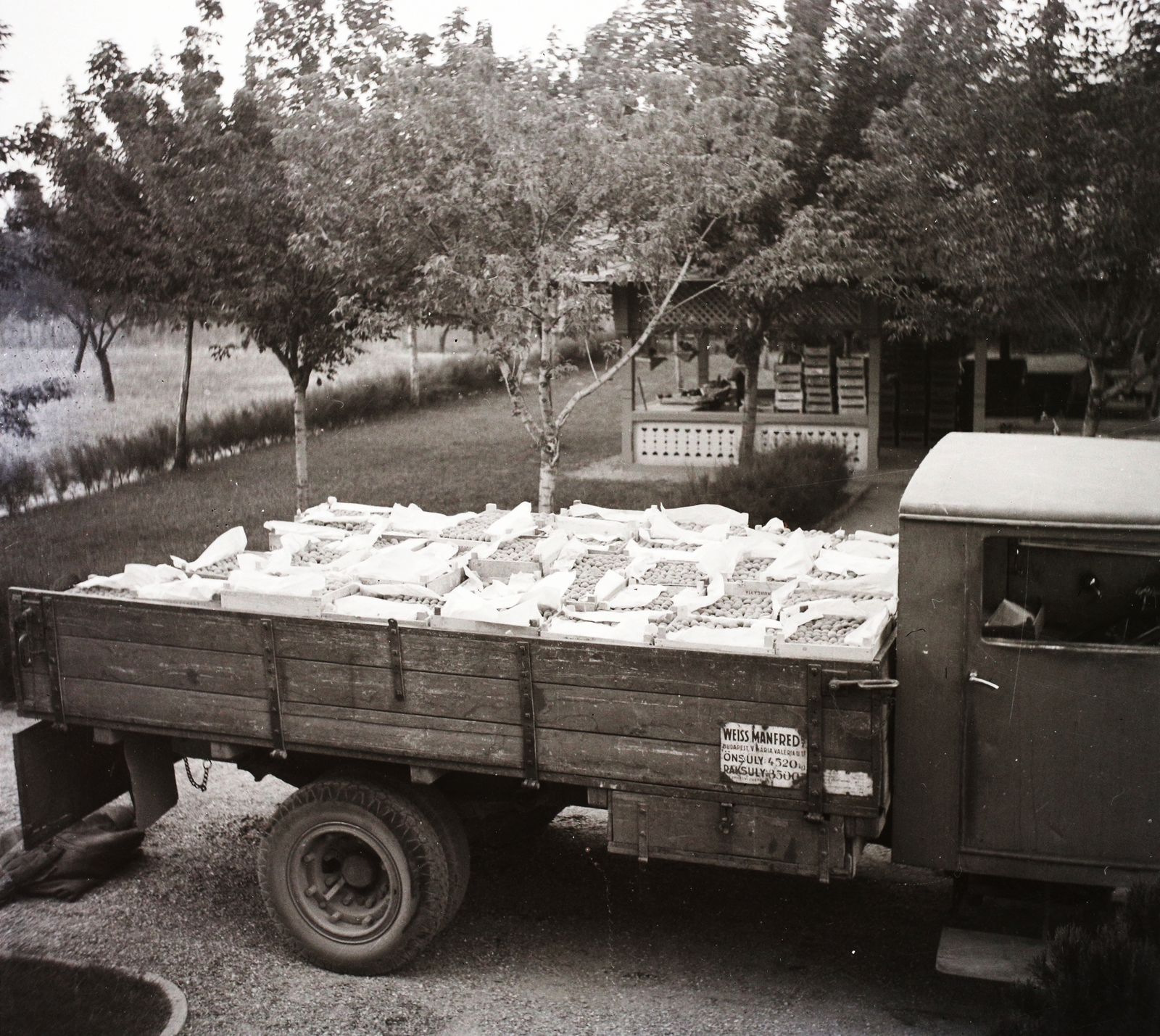 Magyarország, Halásztelek, (ekkor Tököl külterülete), Korbuly birtok., 1940, Korbuly, teherautó, gyümölcs, Fortepan #117597