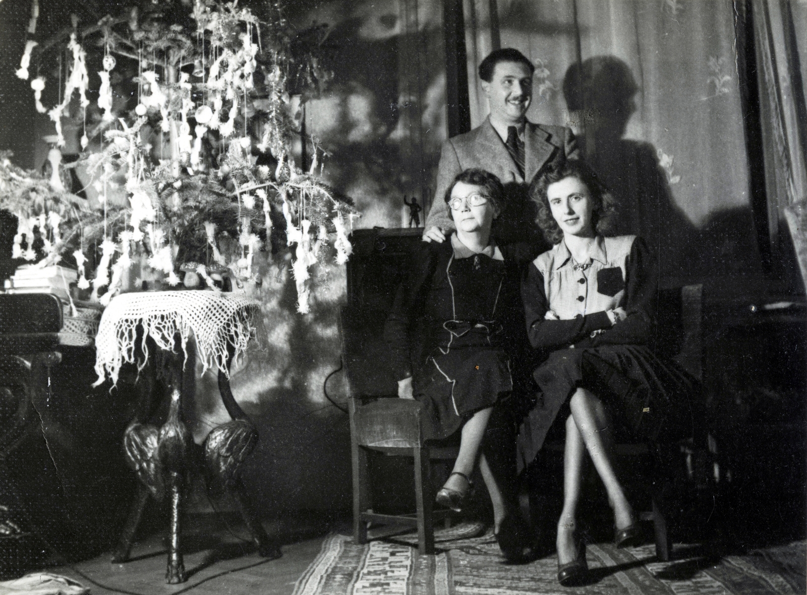 1947, Glázer Attila, christmas tree, family, Fortepan #117994