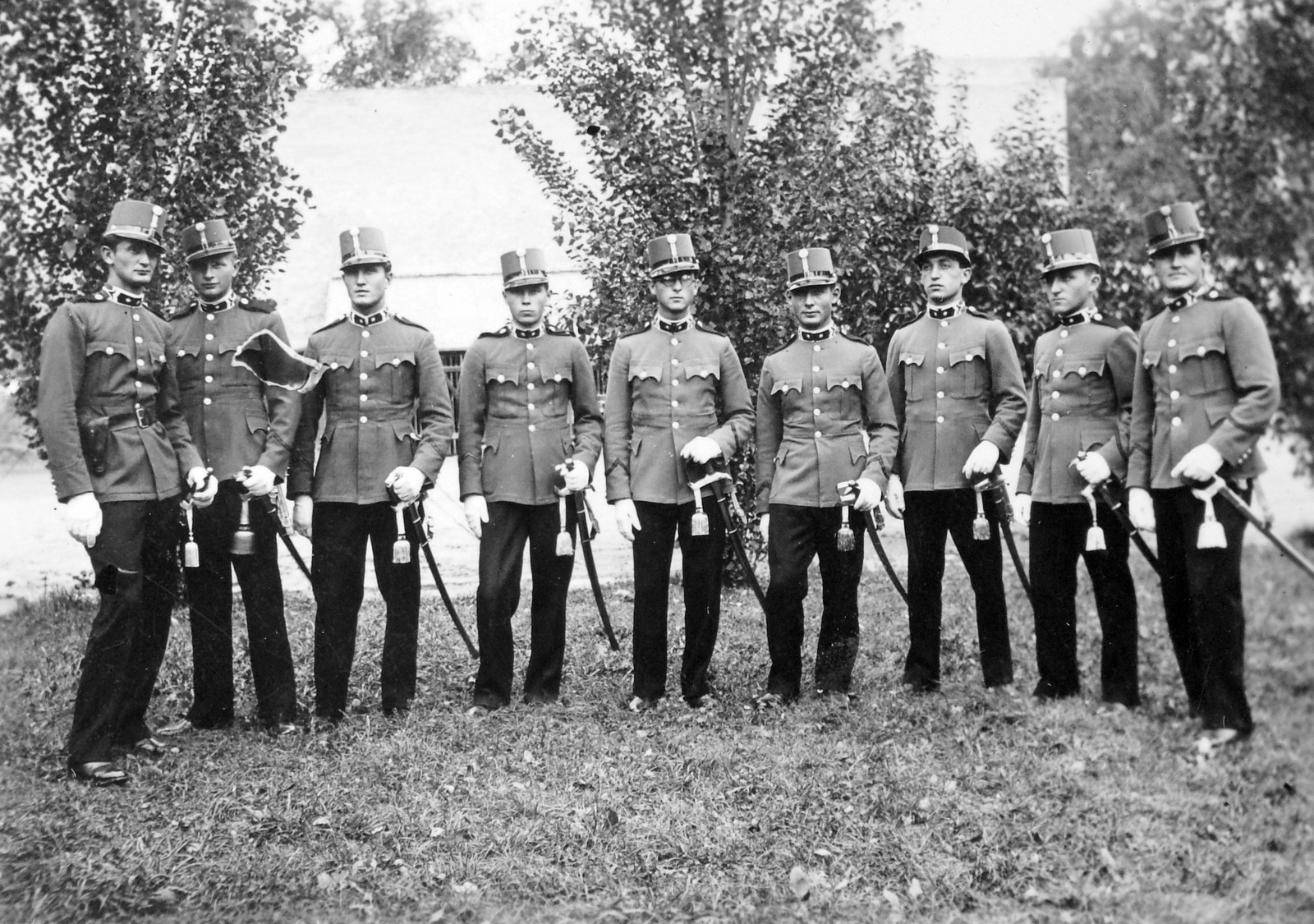 1935, Gádoros Lajos, uniform, tableau, soldier, sword, chevron, officer, sword knot, untitled, Fortepan #11808