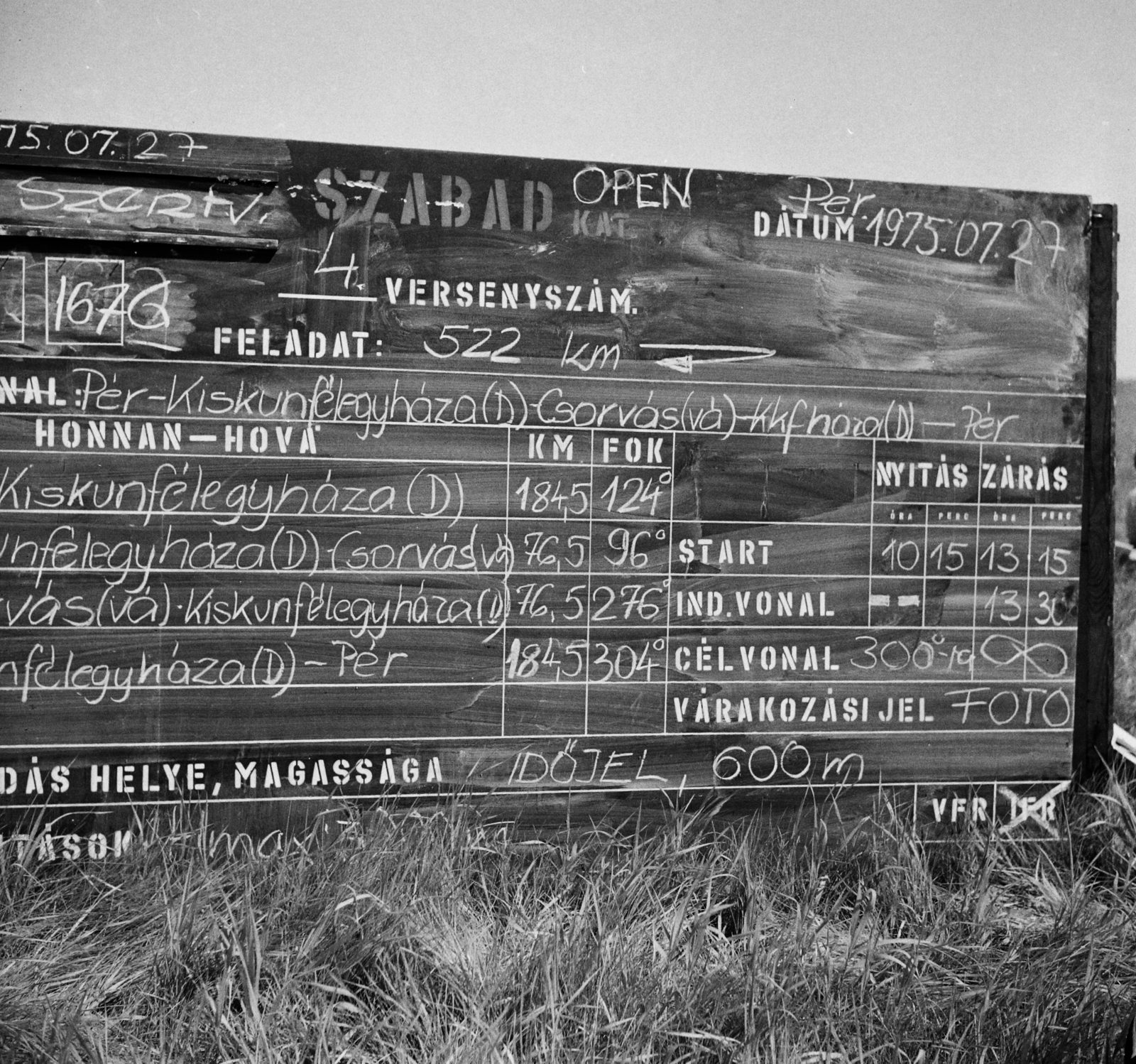 Hungary, Győr, Győr-Pér repülőtér, nemzetközi vitorlázórepülő verseny, a távrepülés útvonaltáblája., 1975, MHSZ, Fortepan #118271