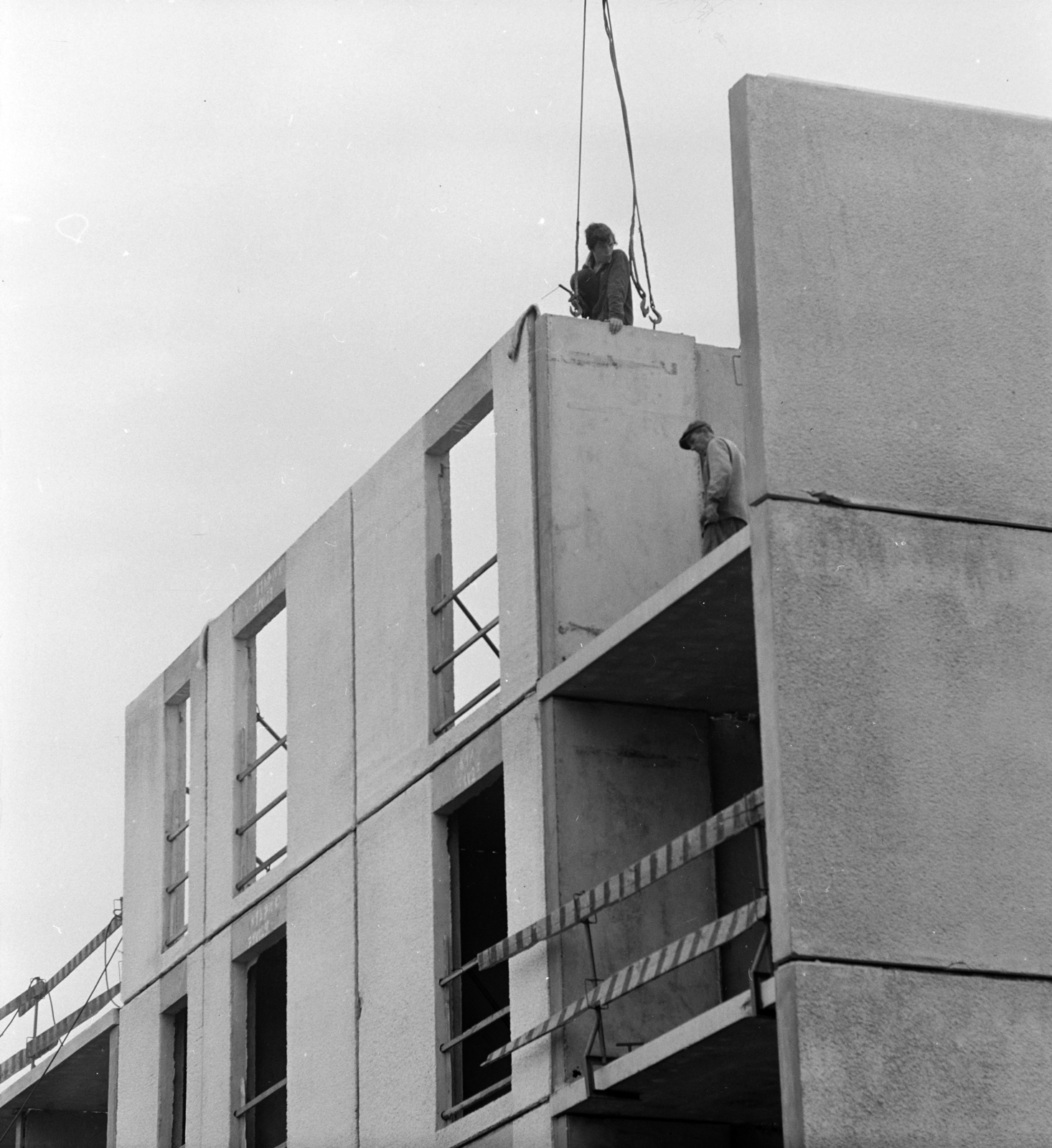 1971, MHSZ, construction, concrete block of flats, Fortepan #118325