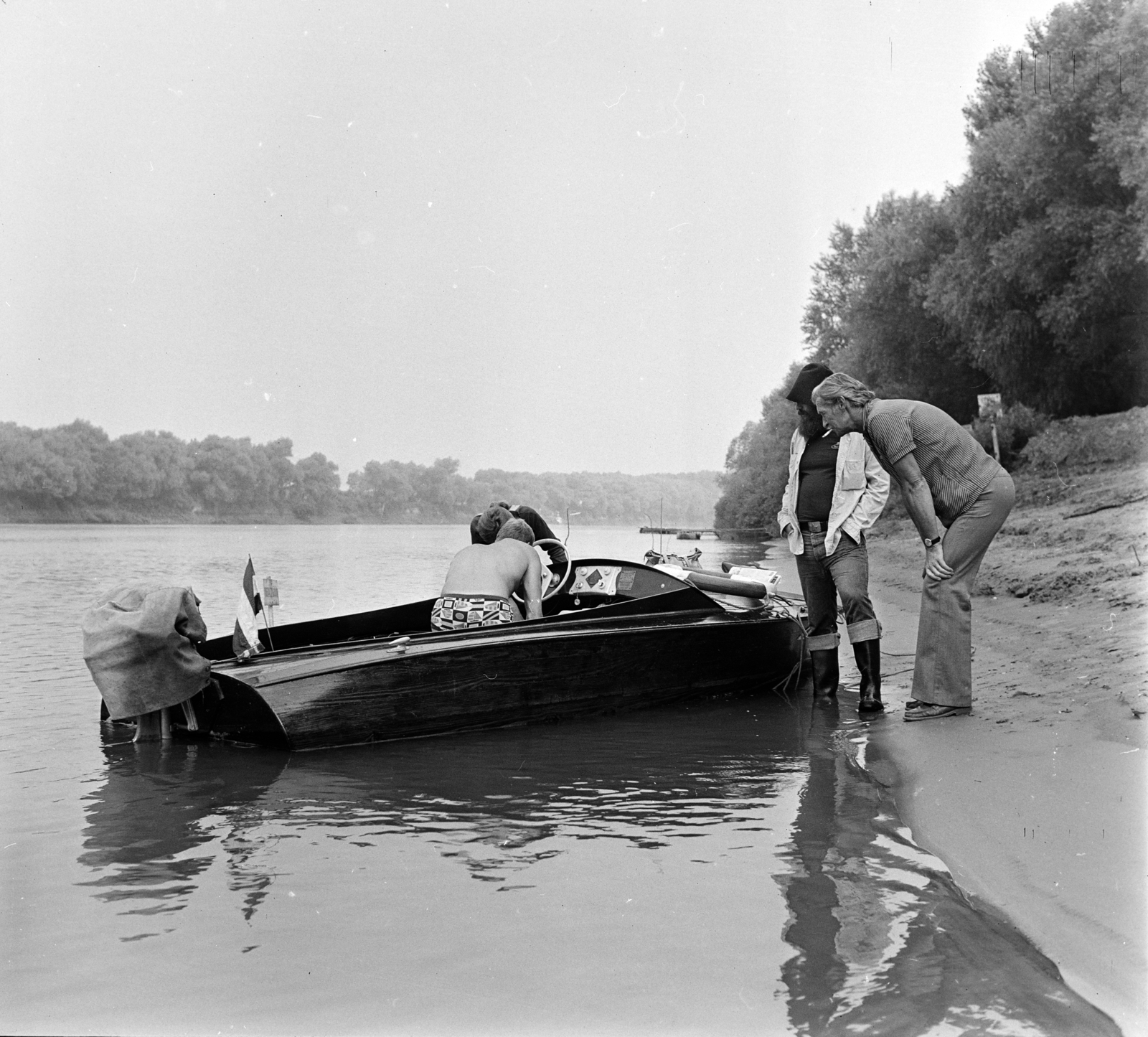 1976, MHSZ, motorboat, wellingtons, Fortepan #118483