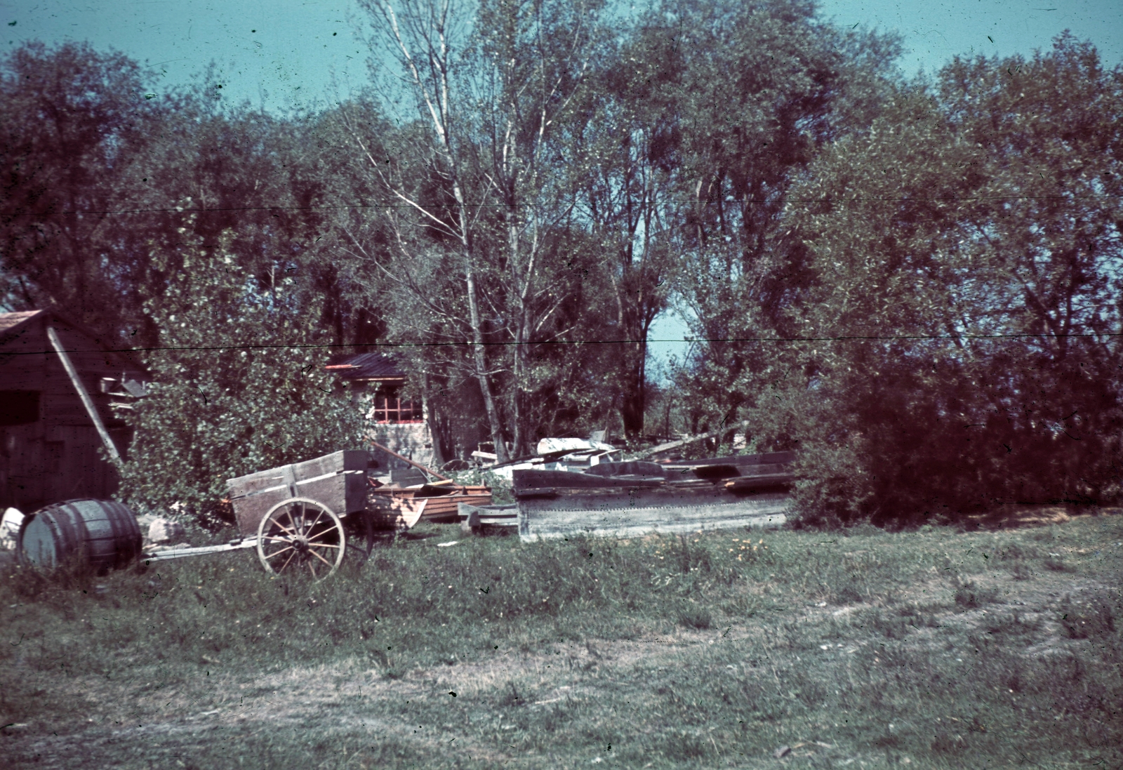 1942, Széman György, ship, colorful, barrel, boat, cart, Fortepan #118634