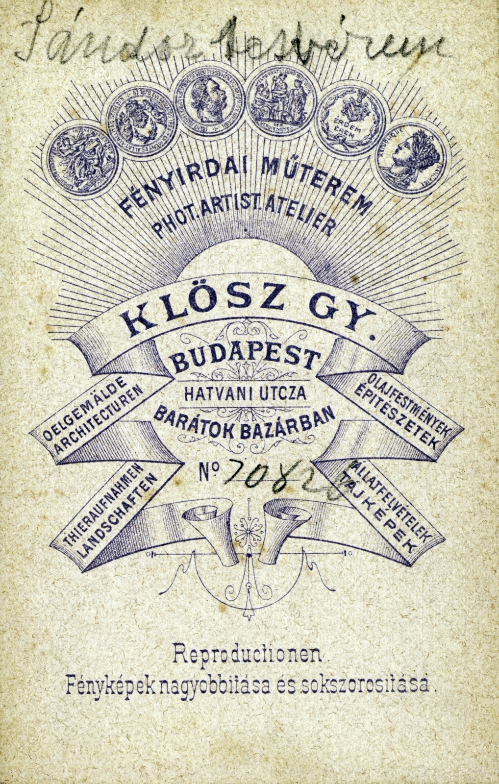 1905, Téglás Zsolt, műterem, fényképész, hátlap, Fortepan #118652