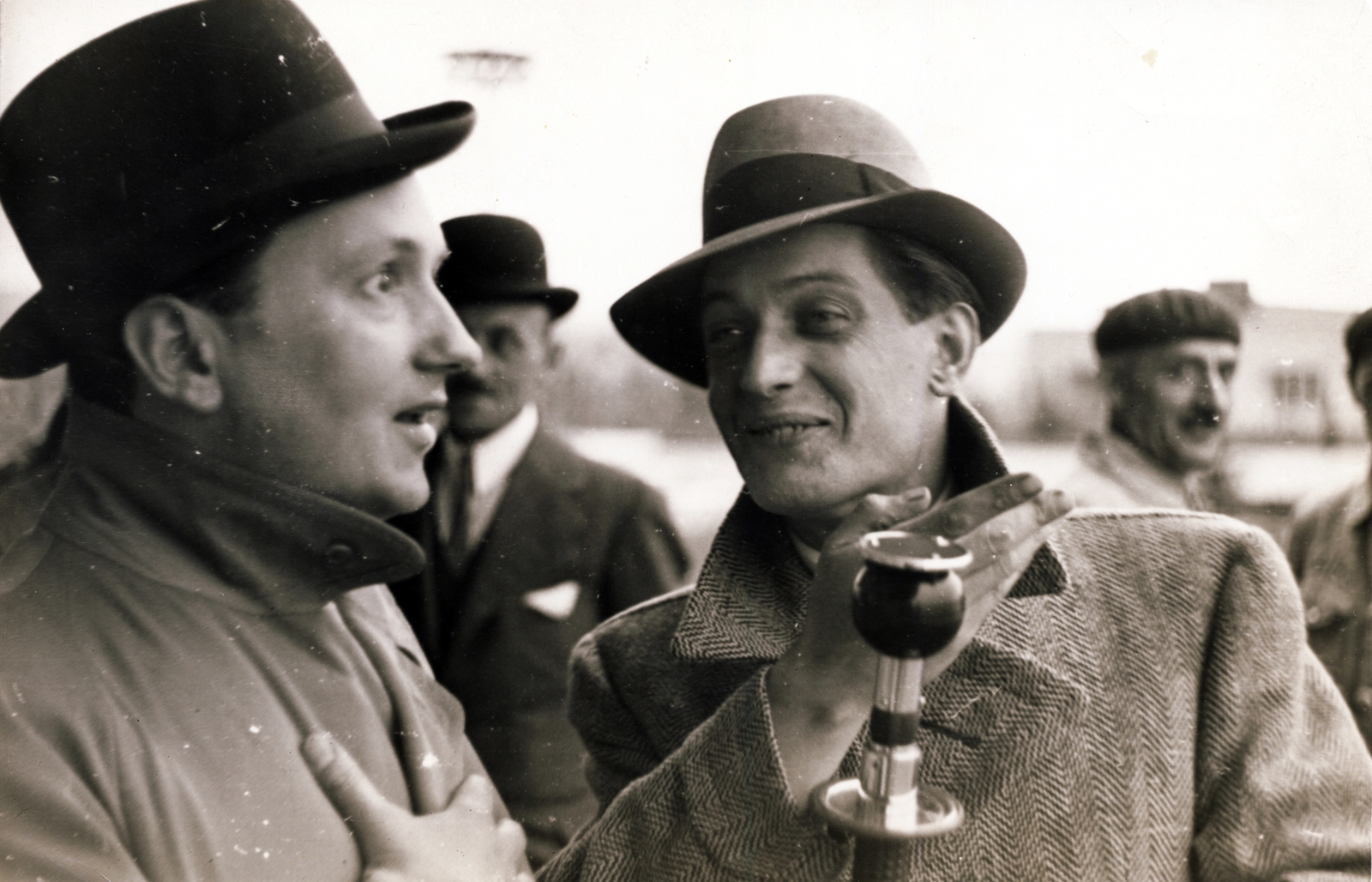 Hungary, Budinszky Sándor rádióriporter és Pálházy Gyula operatőr, fényképész., 1937, Uj Nemzedék napilap, Bojár Sándor, hat, men, double portrait, Fortepan #118785