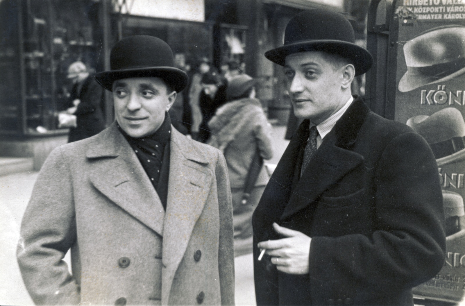 Hungary, Vadas László zeneszerző és Pálházy Gyula operatőr, fényképész., 1937, Uj Nemzedék napilap, poster, men, bowler hat, double portrait, Fortepan #118800