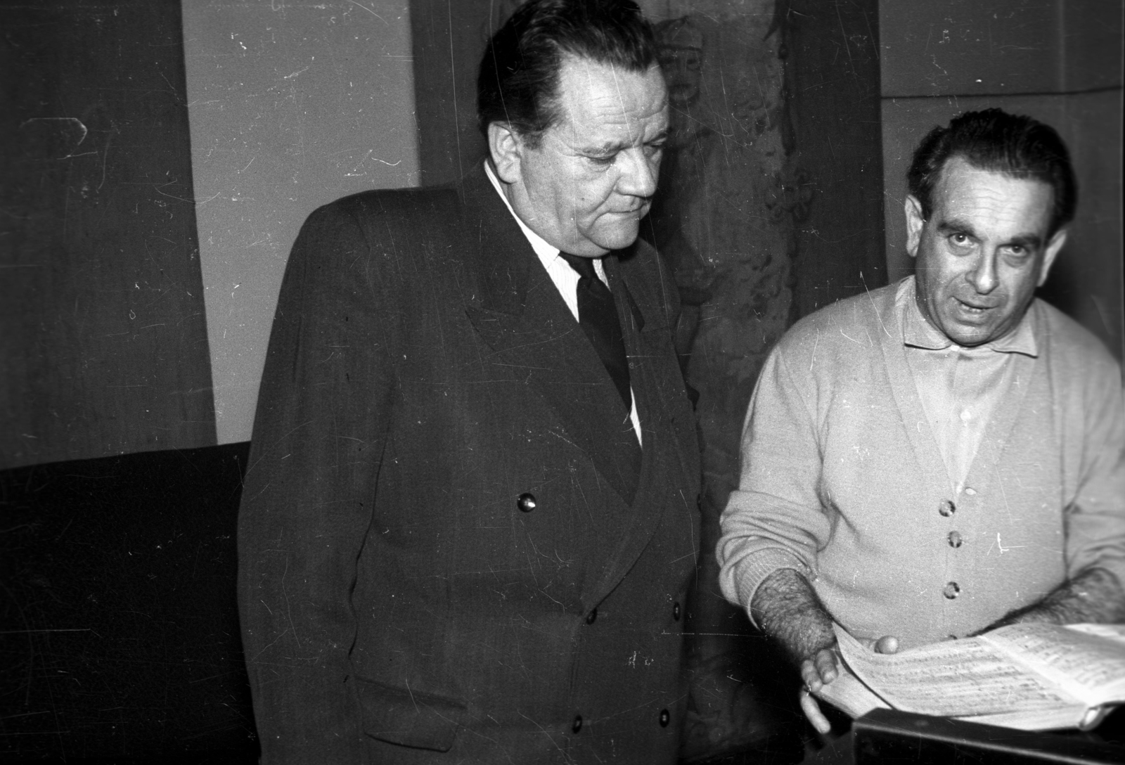 Hungary, Budapest, Fodor János operaénekes és Georges Sebastian (Sebestyén György) magyar származású francia karmester., 1958, FSZEK Budapest Gyűjtemény / Sándor György, Sándor György, celebrity, Fortepan #118977