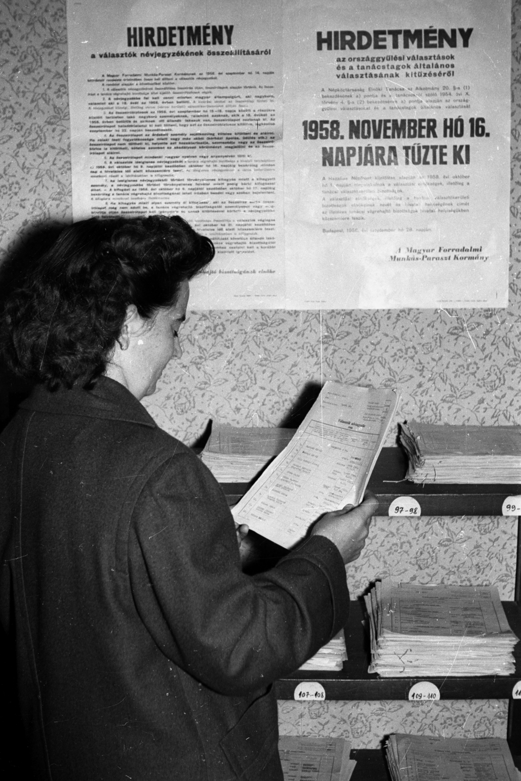 Hungary, 1958, FSZEK Budapest Gyűjtemény / Sándor György, Sándor György, poster, election, Fortepan #119082