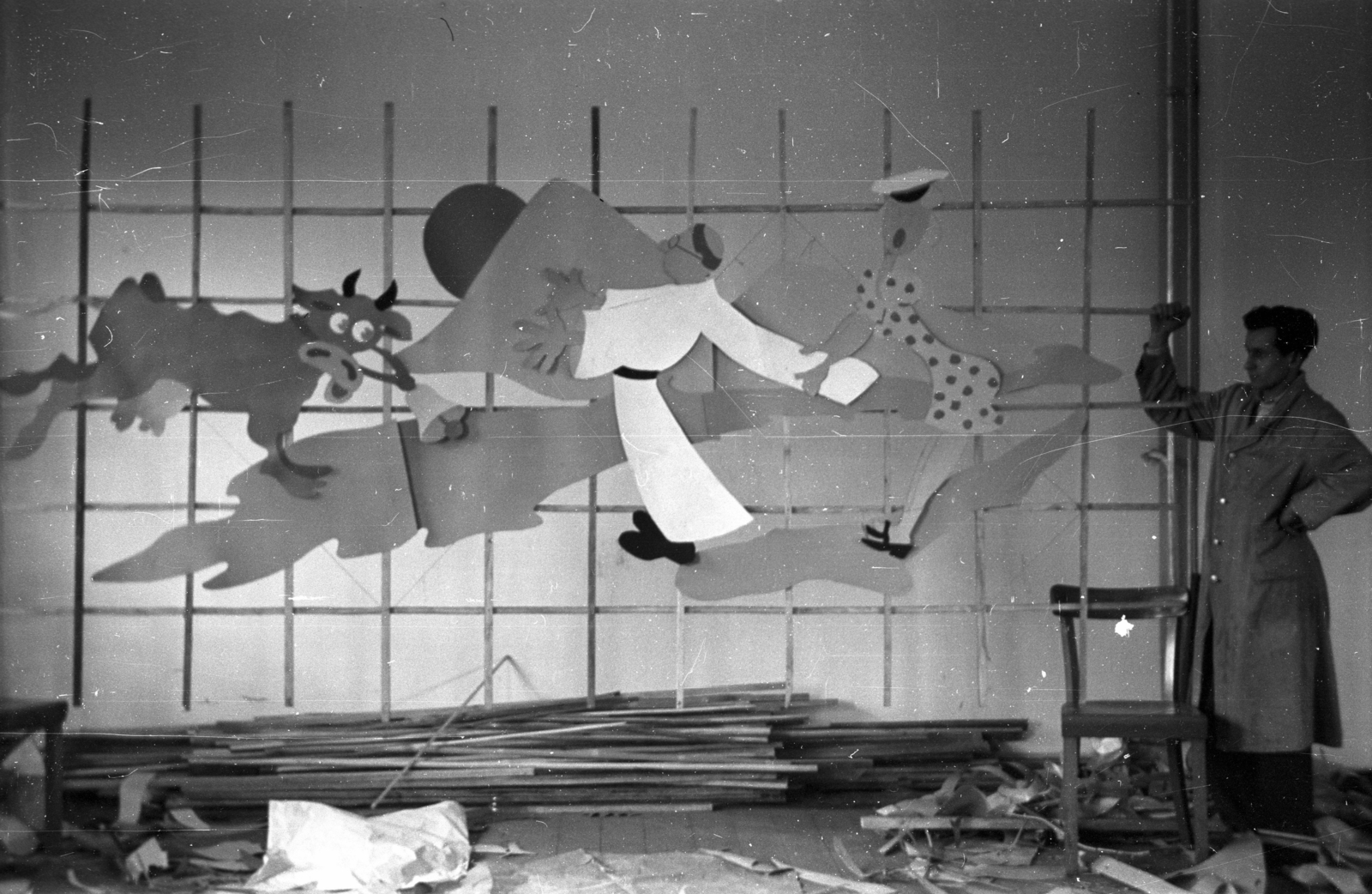 Poland, 1948, Bogdan Celichowski, decoration, drawing, Fortepan #119222