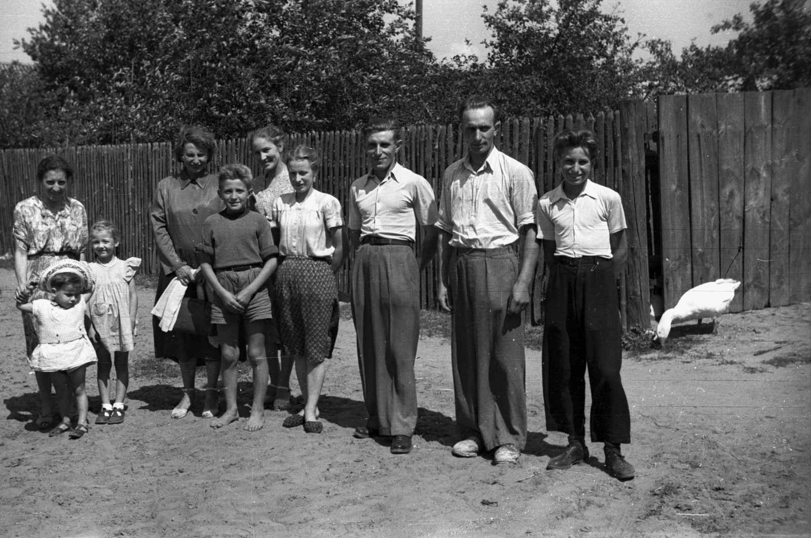 Poland, 1960, Bogdan Celichowski, tableau, lath fence, family, Fortepan #120127