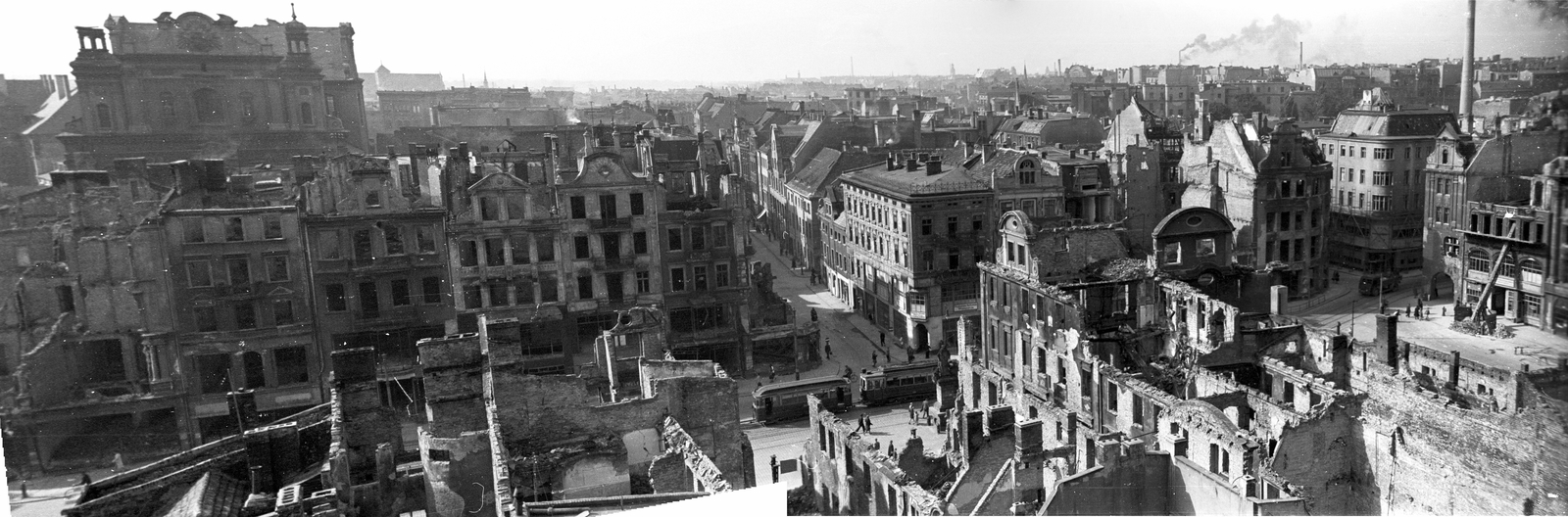 Lengyelország, Poznań, kilátás a Városháza tornyából., 1946, Bogdan Celichowski, háborús kár, kilátás, Fortepan #120257