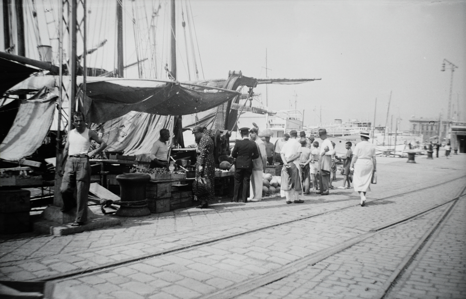 Horvátország, Fiume, Riva, szemben a kikötő., 1929, Hanser Mária, rakpart, Fortepan #120506