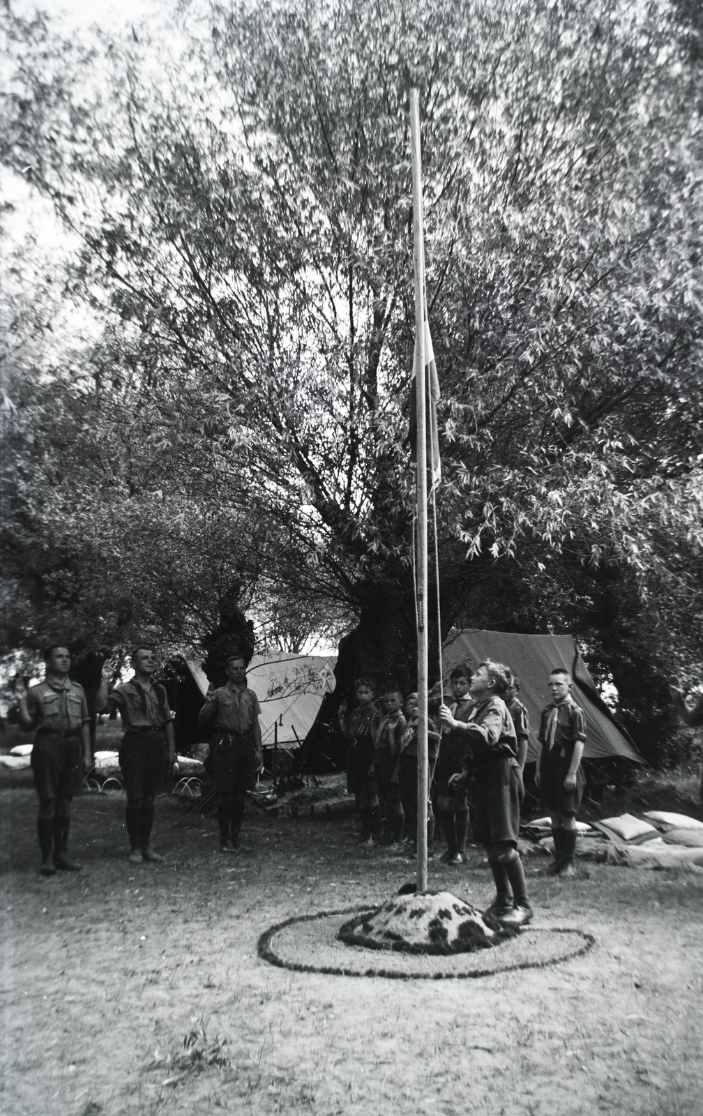 1935, Hanser Mária, zászlófelvonás, Fortepan #120535