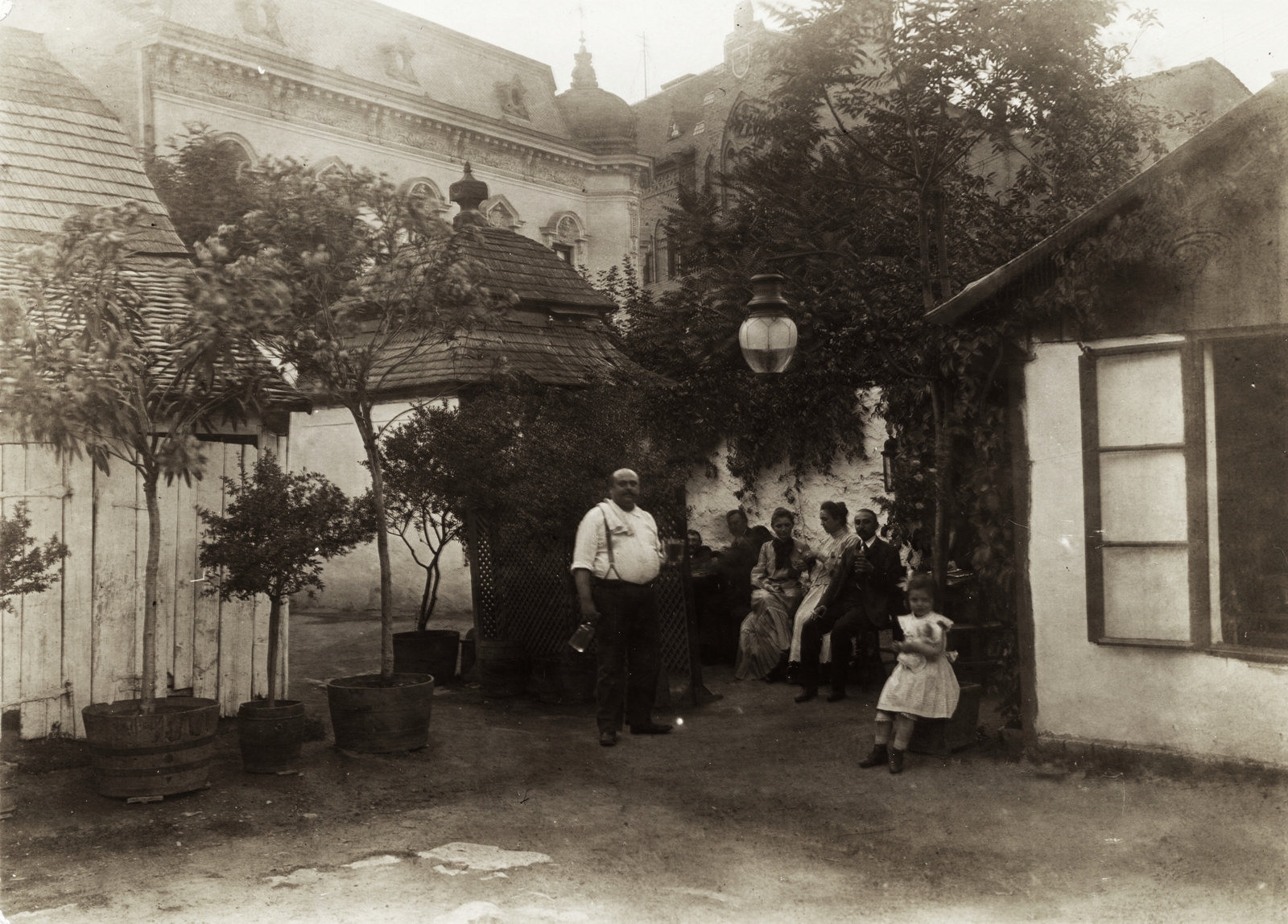 1913, Hanser Mária, light, yard, genre painting, Fortepan #120571