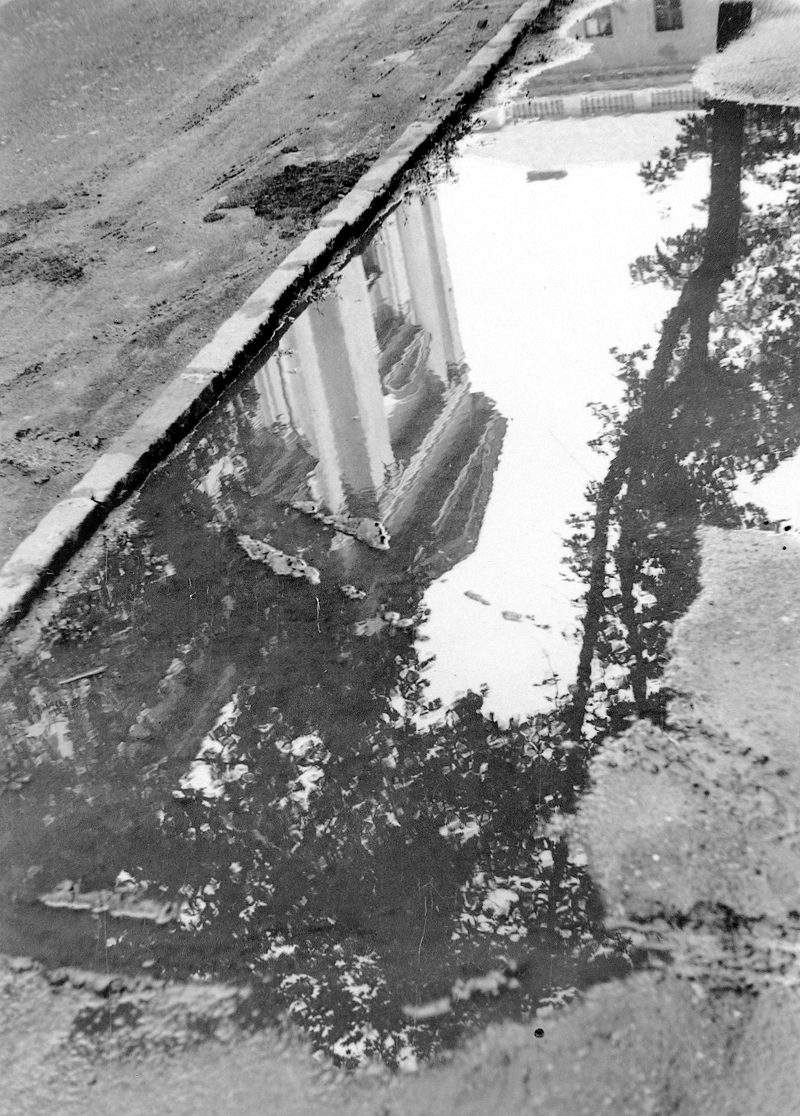 Hungary, Szolnok, Verseghy (Marx) park, a víztükörképen a Megyeháza homlokzata., 1954, Kurutz Márton, reflection, water surface, puddle, Fortepan #12061