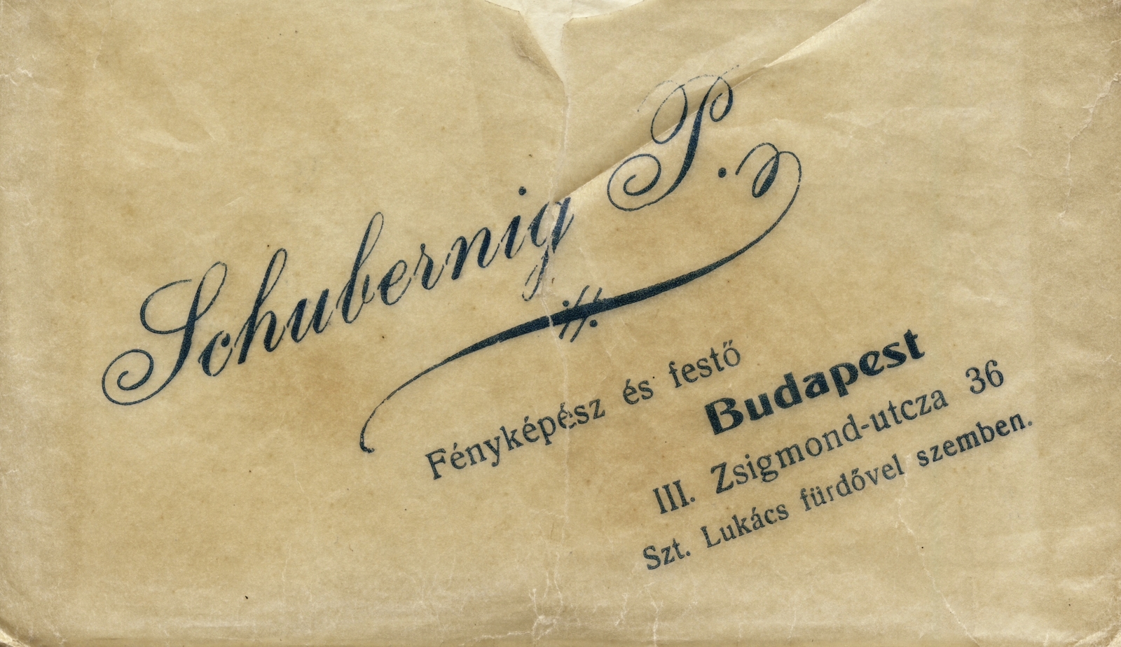 Hungary, Budapest II., Frankel Leó (Zsigmond) utca 36., Schuberning P. fényképsz és festő., 1923, Hanser Mária, studio, photographer, Print Envelope, Budapest, Fortepan #120691